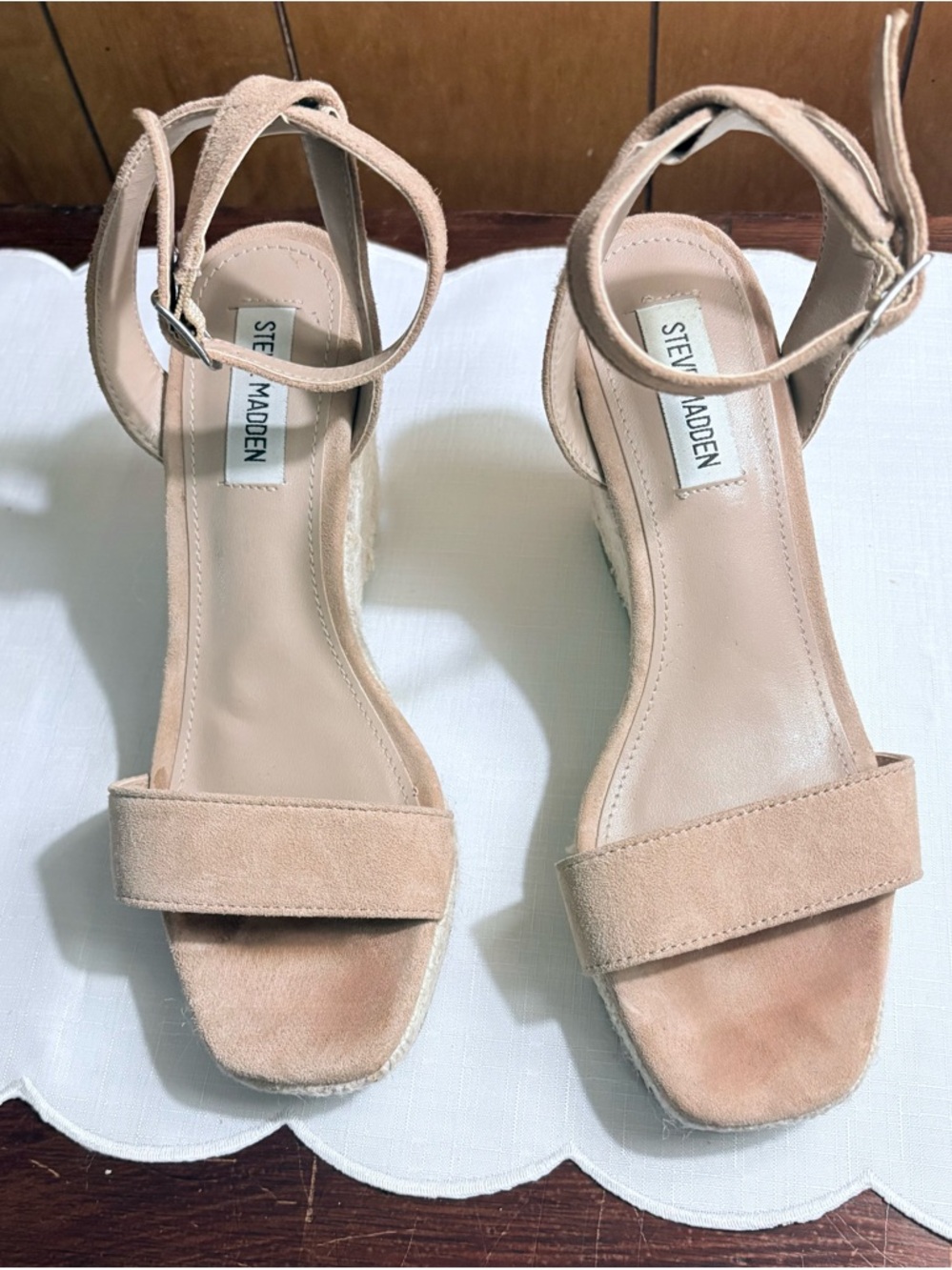 Steve Madden “Parra” Suede Ankle Strap Espadrille Wedges
